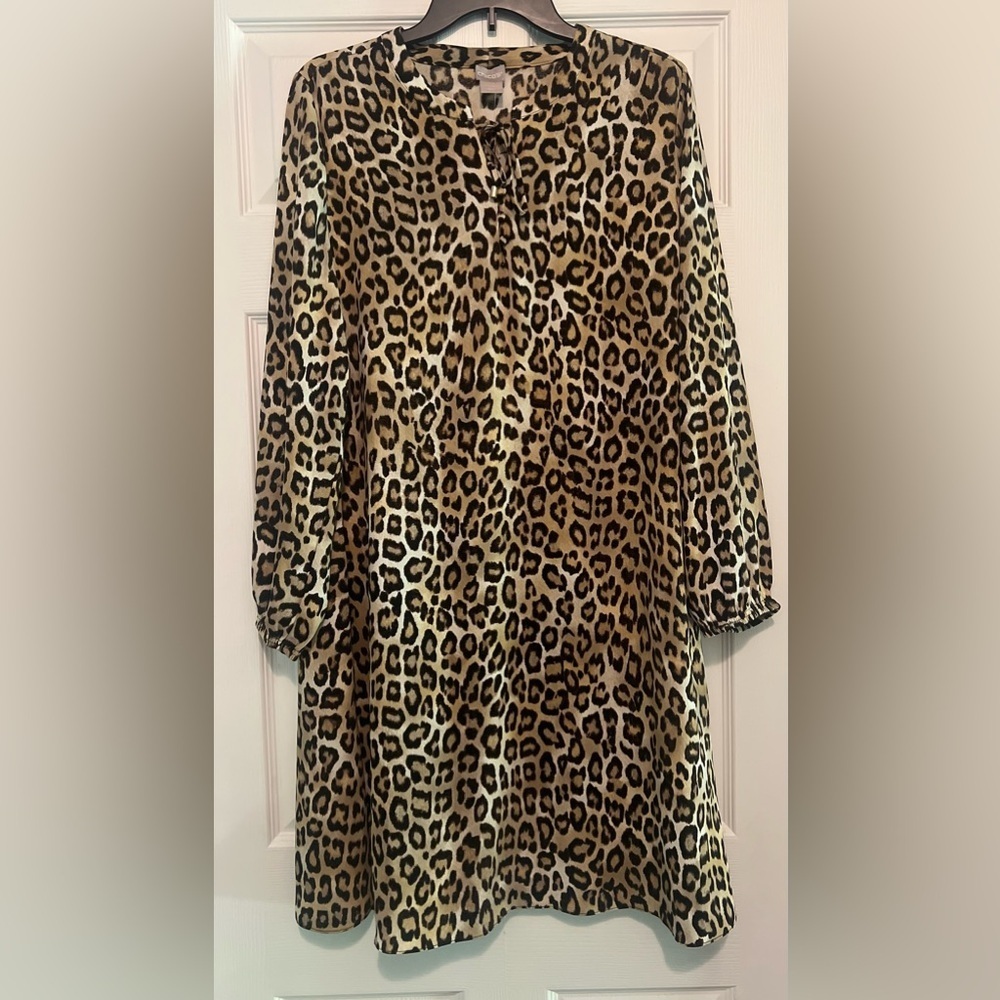 🐆 Chico’s Leopard Print Satin Tunic Dress - New With Tags! - Picture 2 of 7